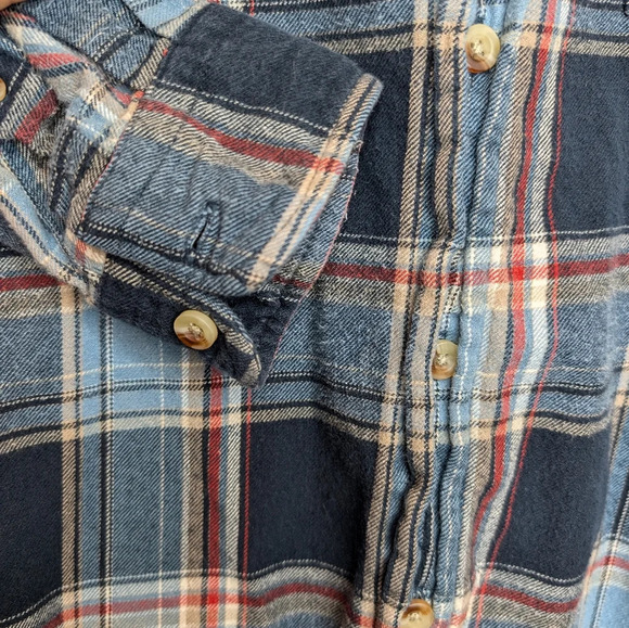 Vintage RedHead Shirt Men's XLT Long Sleeve Button Up Navy Blue Plaid Flannel - Picture 8 of 8